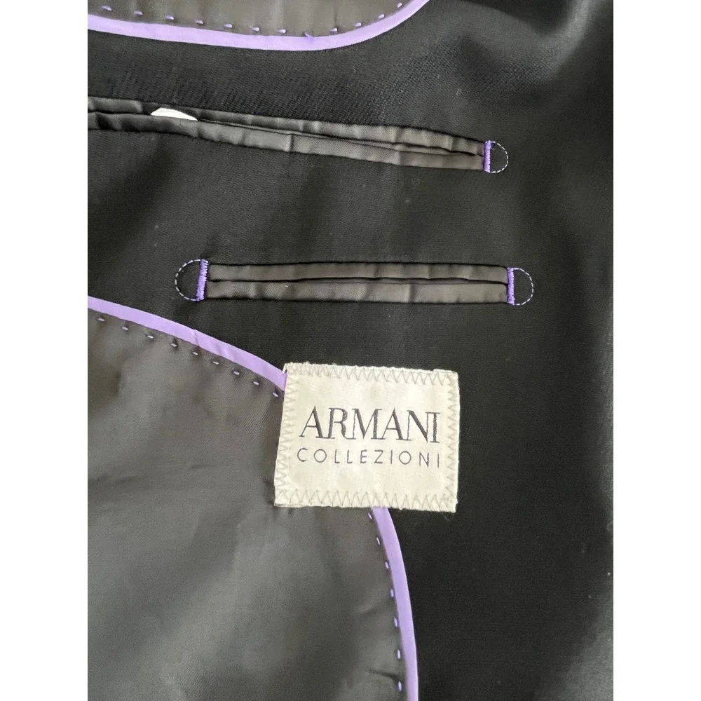 Armani Collezioni Black 100% Lane Wool Blazer Jacket Mens Size 40R‎
